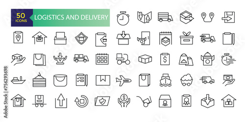 Logistics and Delivery Simple Set of Delivery Related Vector Line Icons. Contains such Icons as Priority Shipping, Express Delivery, Tracking Order and more.