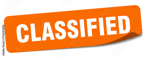 classified sticker. classified label