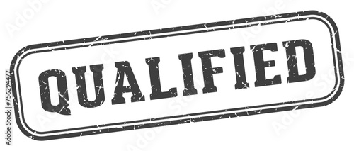 qualified stamp. qualified rectangular stamp on white background