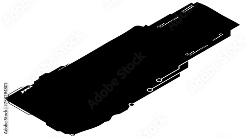 Isometric rectangular design clipart in tech style isolated on white. Short tech plate with copy space. Vector clipart.