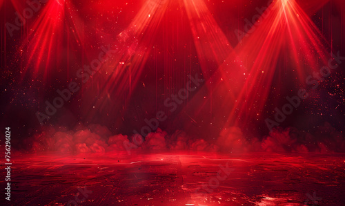 dynamic red gritty spotlight stage design, wwe style edged background, Generative AI  photo