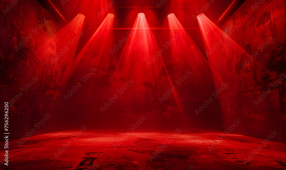 dynamic red gritty spotlight stage design, wwe style edged background, Generative AI 