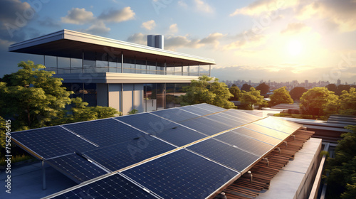 Renewable energy from rooftop photovoltaic panels.