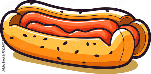 Hotdog with Whole Grain Mustard Vector Illustration