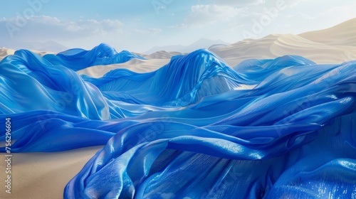 Wallpaper Mural the facade of dune is completely covered with blue silk fabric very puffy hypersize disproportionate in size Torontodigital.ca
