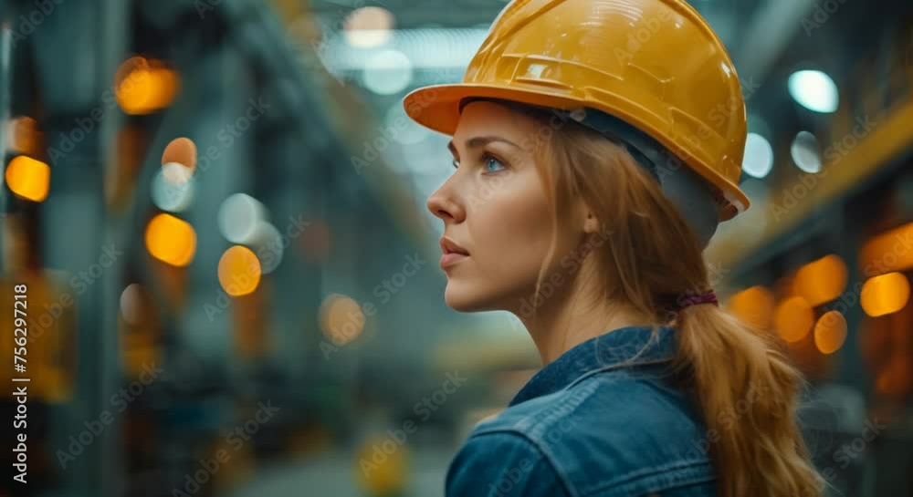 Engineer wearing a hard hat in an industrial factory Engineer wearing a hard hat in an industrial factory