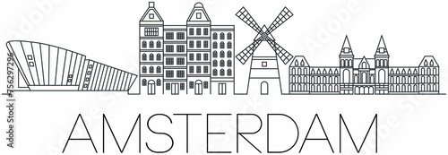 Amsterdam Skyline: Elegant Line Art Design