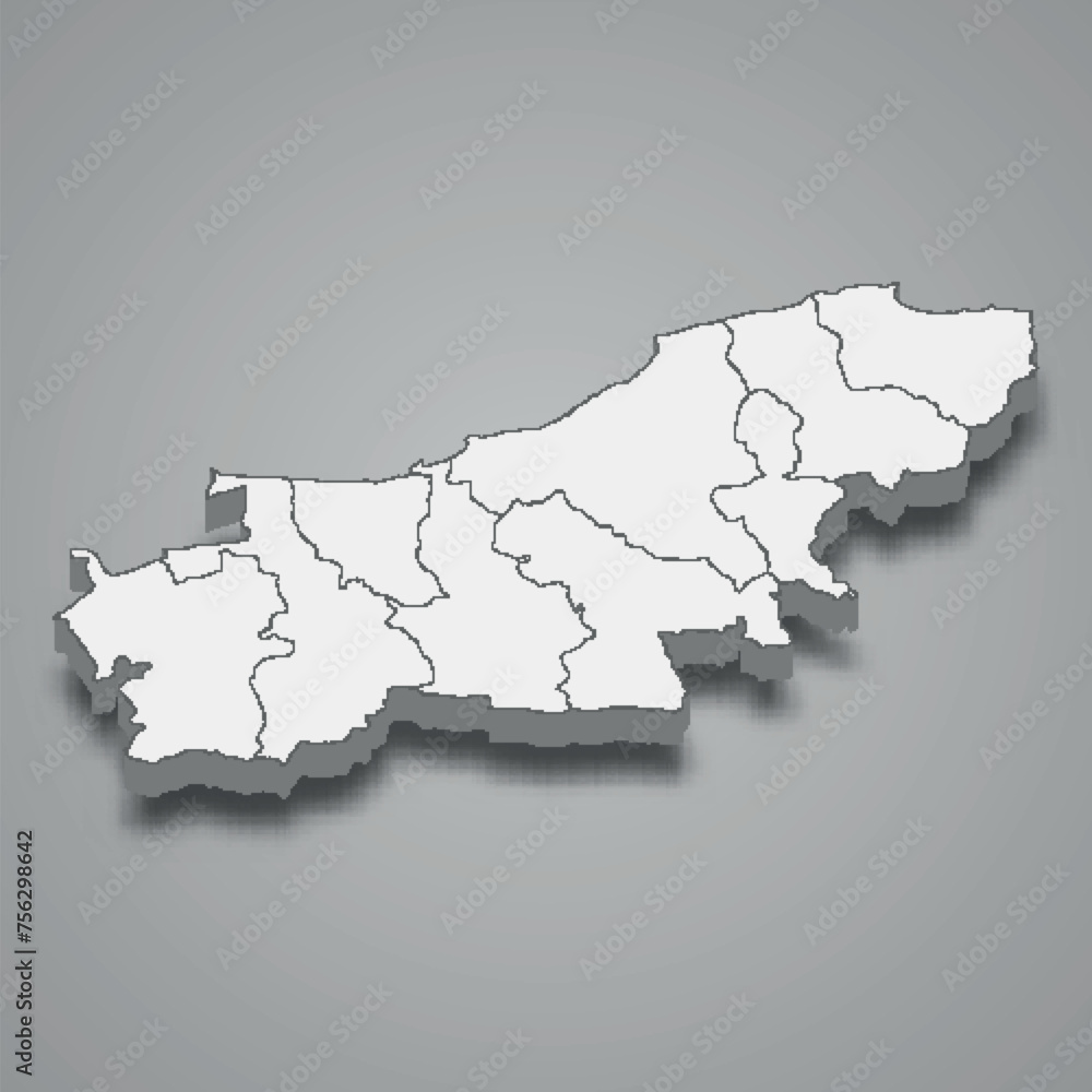 3d isometric map of Boumerdes is a region of Algeria