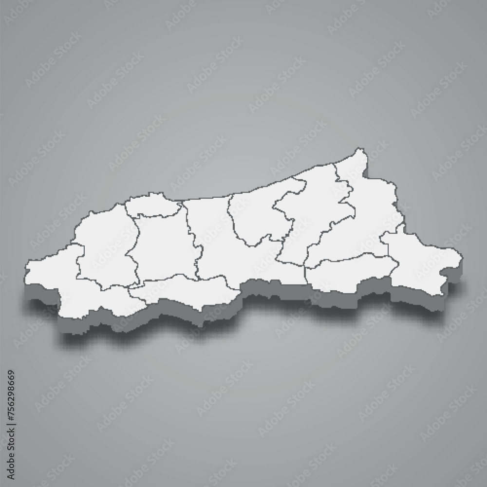 3d isometric map of Jijel is a region of Algeria