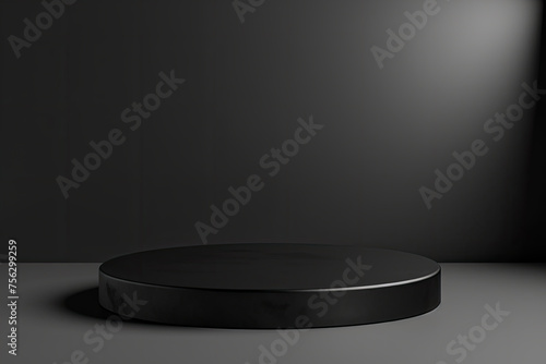 3d render of empty dark black podium 