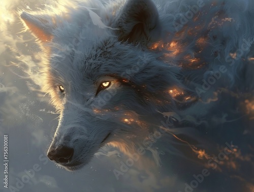 Close-up of a spectral wolf
