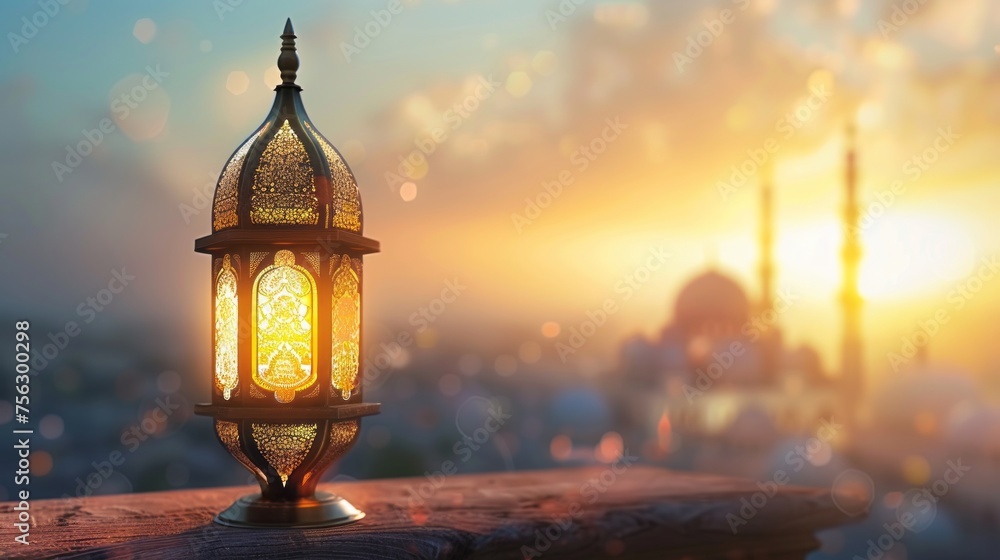 Luxurious eid and ramadan background with lantern: elegant wallpaper banner perfect for festive celebrations Luxurious eid and ramadan background with lantern: elegant wallpaper banner perfect for festive celebrations