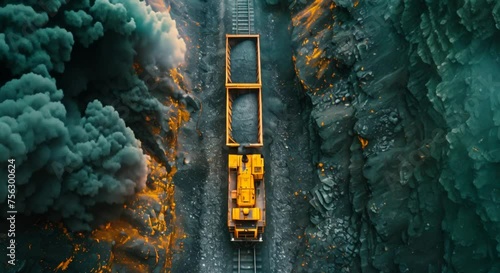Drone view of a coal mining operation with machinery photo