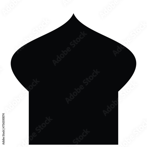 Vector illustration of a black silhouette of a mosque. Illustration of a prayer room icon, simple mosque. Graphic design elements with a religious theme. Islamic ornament