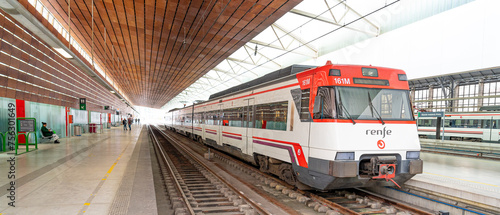 RENFE locomotive carriage stopped at the Abando Idalecio Prieto railway station. Bilbao-Basque country-Spain.13-3-2024