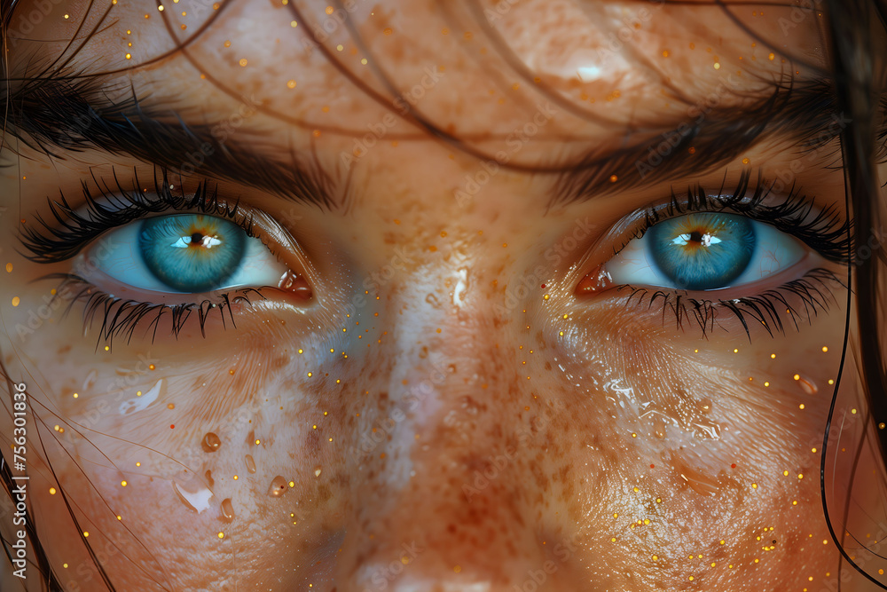 Close Up of a Woman With Blue Eyes Close Up of a Woman With Blue Eyes