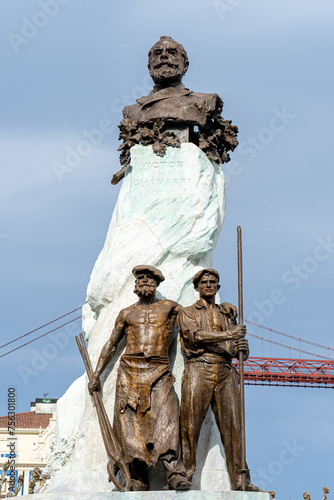 Statue in tribute to Victor de Chavarri by sculptor Miguel Blay in 1903 in Praça do Solar, Portugal-Basque country-Spain. image captured on March photo