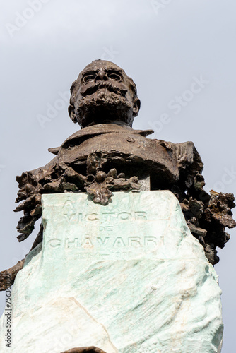 Statue in tribute to Victor de Chavarri by sculptor Miguel Blay in 1903 in Pra  a do Solar  Portugal-Basque country-Spain. image captured on March