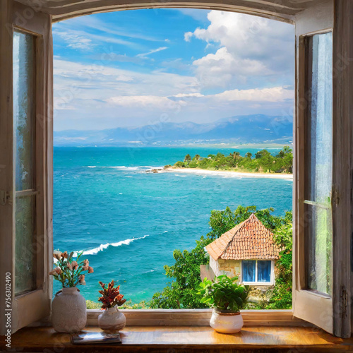 아름다운 바다 풍경이 보이는 예쁜 집