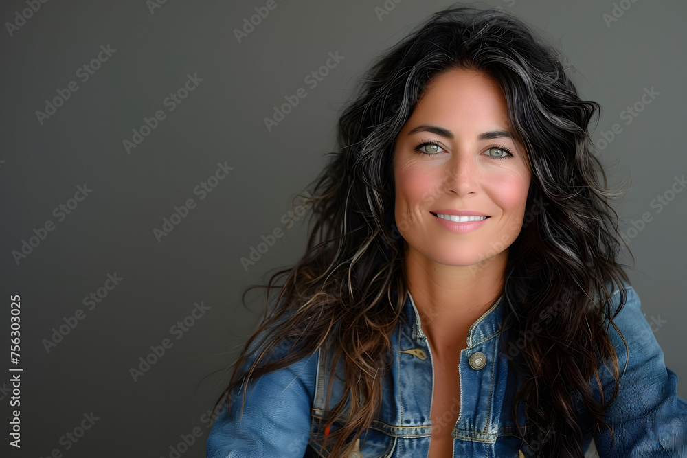 Woman With Long Hair and Jean Jacket Woman With Long Hair and Jean Jacket