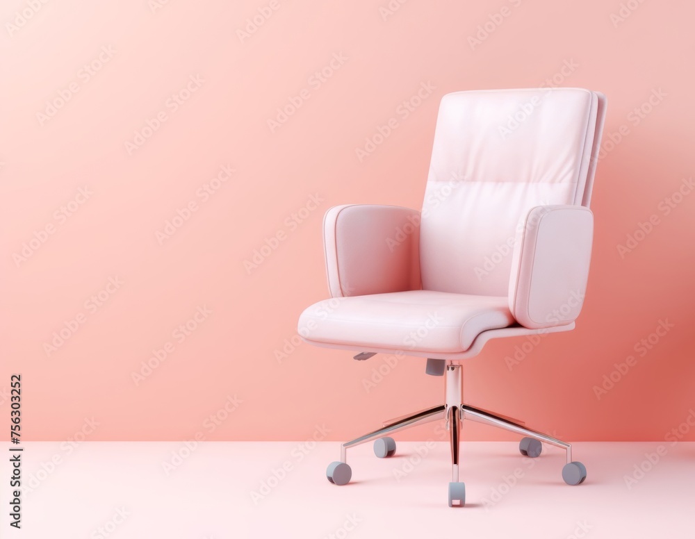 Obraz premium Elegant Pink Office Chair on Minimalist Pastel Background