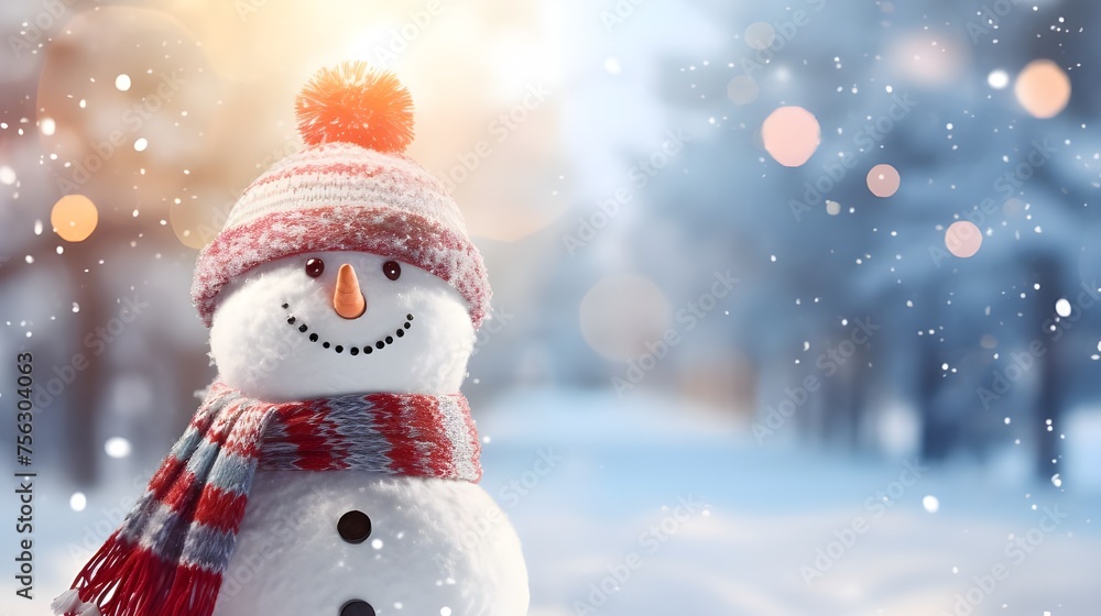 Fototapeta premium snowman on the snow
