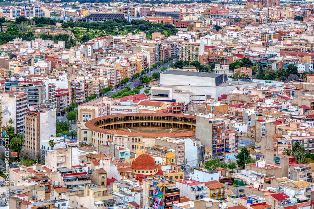 Aerial view of the Alicante bullring. Spain.