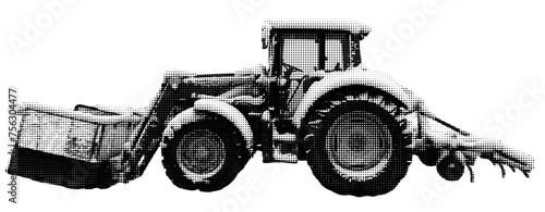 tractor halftone collage element with grunge-dotted texture. Trendy modern retro illustration isolated on transparent background, Ideal for branding, packaging, prints