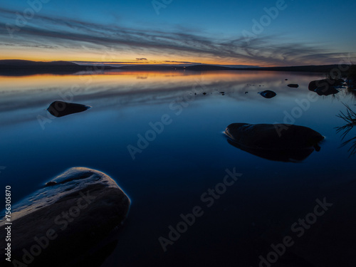 Sunset over the Loch of Stenness, Orkney Islands photo