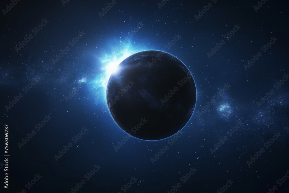 Glowing cosmic ring during solar eclipse in the dark