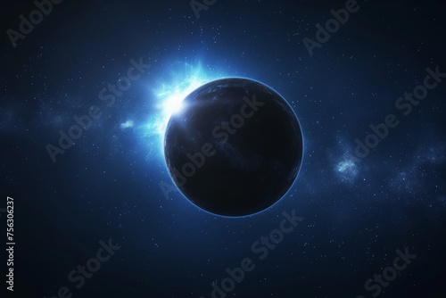 Glowing cosmic ring during solar eclipse in the dark