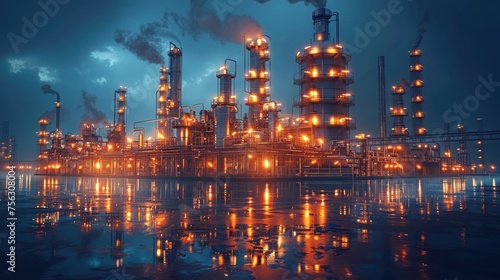 Oil refinery - Petrochemical industrial factory generated AI