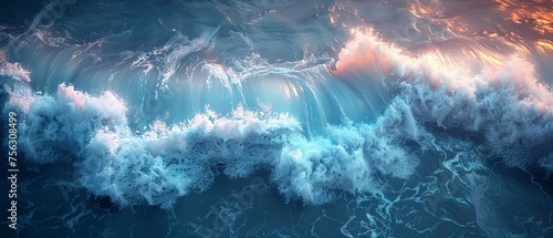 A captivating abstract 3D rendered wallpaper background featuring gentle waves and shoreline views