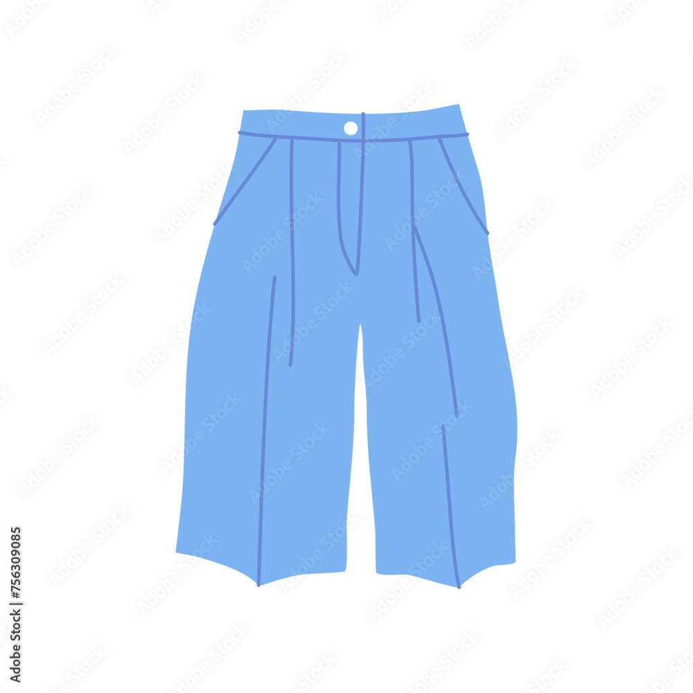 Cartoon Clothe Female Blue Denim Short Concept Flat Design Style Isolated on a White Background. Vector illustration Cartoon Clothe Female Blue Denim Short Concept Flat Design Style Isolated on a White Background. Vector illustration