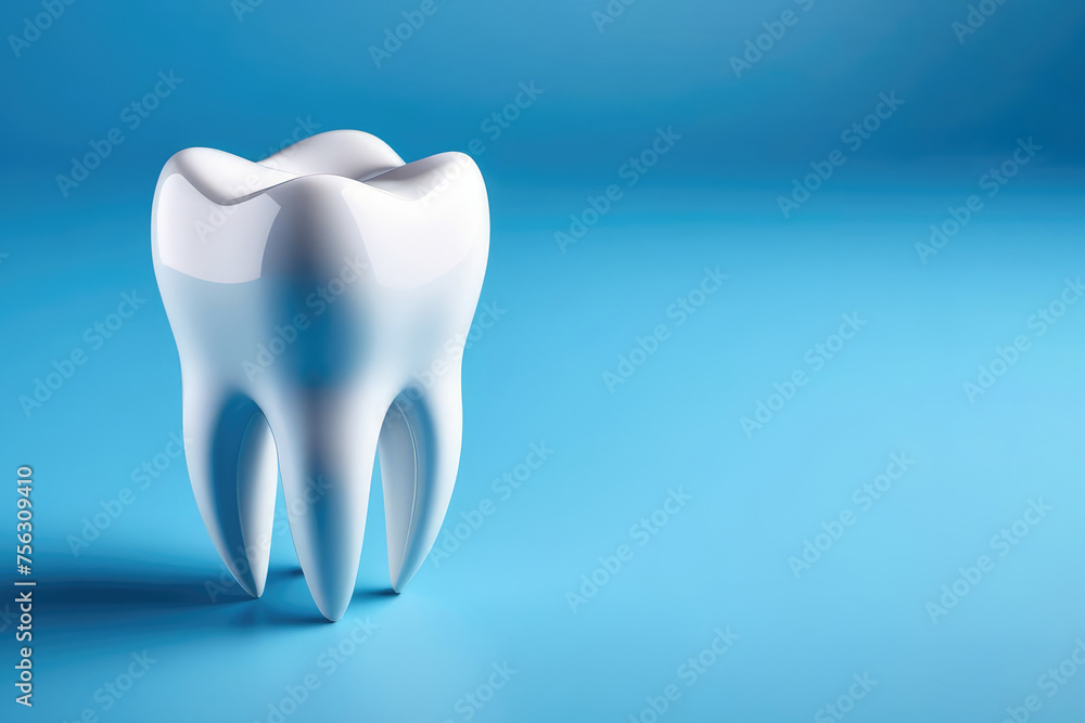 3d model of white healthy molar tooth on blue background. dentistry, stomatology concept 3d model of white healthy molar tooth on blue background. dentistry, stomatology concept
