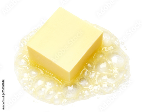 Cube butter melting isolated