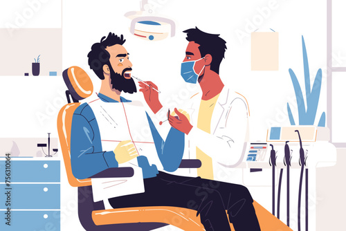 man at the dentist isolated vector style