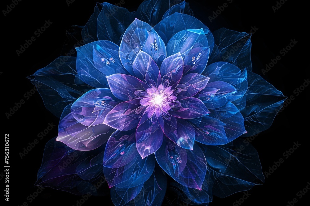Purple Flower Power A Glowing, Blue-Tinted Blossom for the Month of Love Generative AI