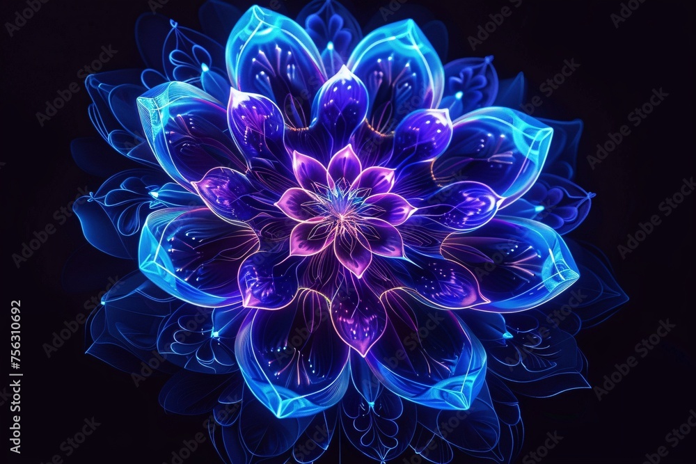Neon Flower Power A Radiant Blossom for the Month of Love Generative AI Neon Flower Power A Radiant Blossom for the Month of Love Generative AI