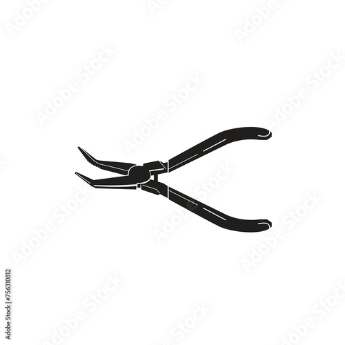 Vintage retro hipster pliers. Carpentry tools silhouette icons on white background.