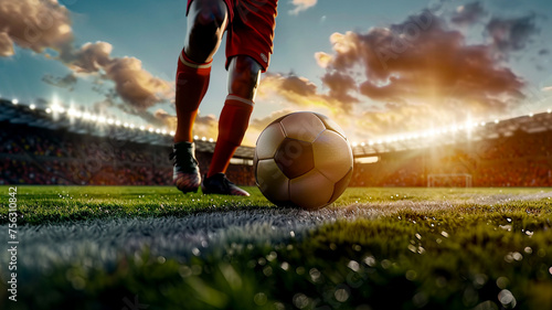 Soccer player with a football on the soccer field. © sema_srinouljan