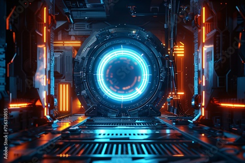 Neon Glowing Spaceship A Futuristic Adventure Generative AI