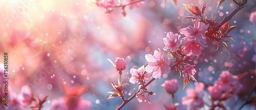 Pink Blossoms in the Sunlight A Celebration of Spring's Beauty Generative AI