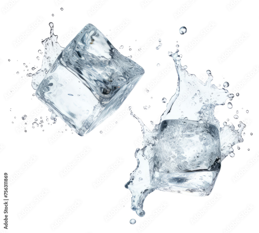 ice cubes dropping isolated on transparent background ice cubes dropping isolated on transparent background