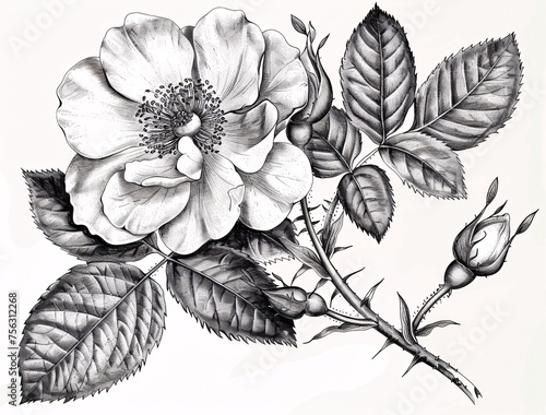 Flower Power A Black and White Rose in Full Bloom Generative AI