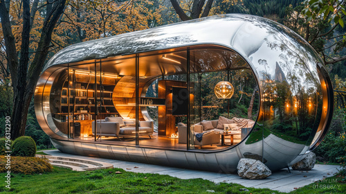 This luxurious residence reflects a unique nature-inspired design, with curvilinear forms and warm lighting creating an inviting atmosphere