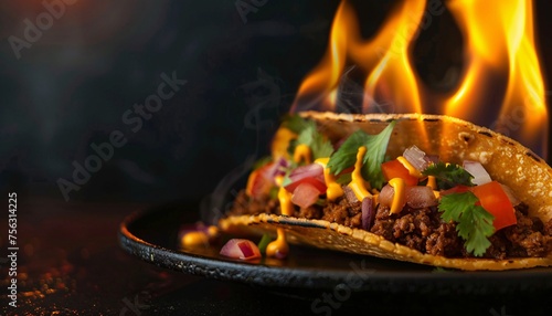 Sizzling Taco Night A Fiery Fiesta with Fresh Toppings Generative AI