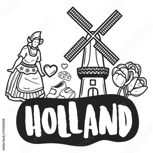 Charming Holland Windmills & Tulips