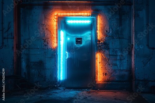 Neon Doorway A Glowing Entryway for the Neon-Lit Month Generative AI