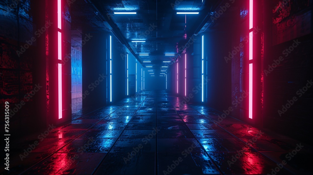 Neon-Lit Tunnel A Glowing Pathway to the Future Generative AI